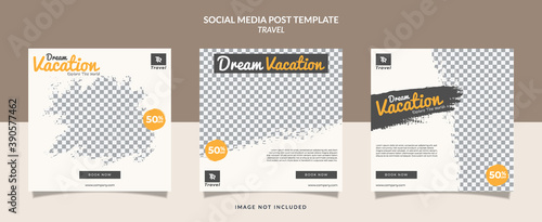 Set of social media travel post template