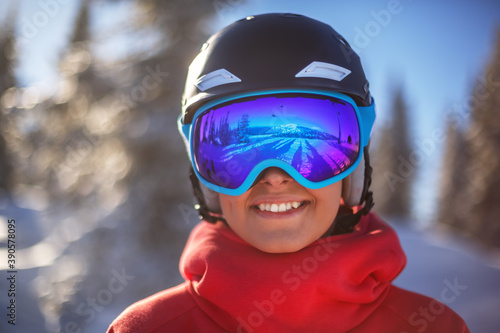 Girl snowboarder in helmet and mask © aleksey ipatov