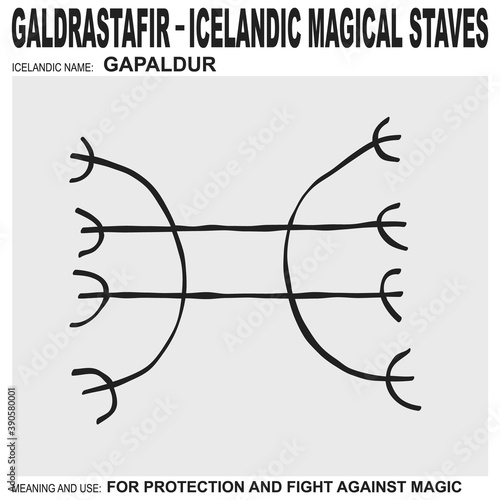 vector icon with ancient Icelandic magical staves Gapaldur. Symbol means and is used for protection and fight against magic