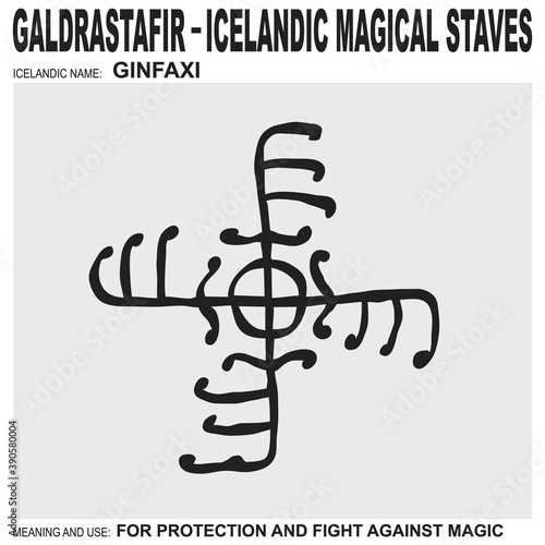 vector icon with ancient Icelandic magical staves Ginfaxi. Symbol means and is used for protection and fight against magic