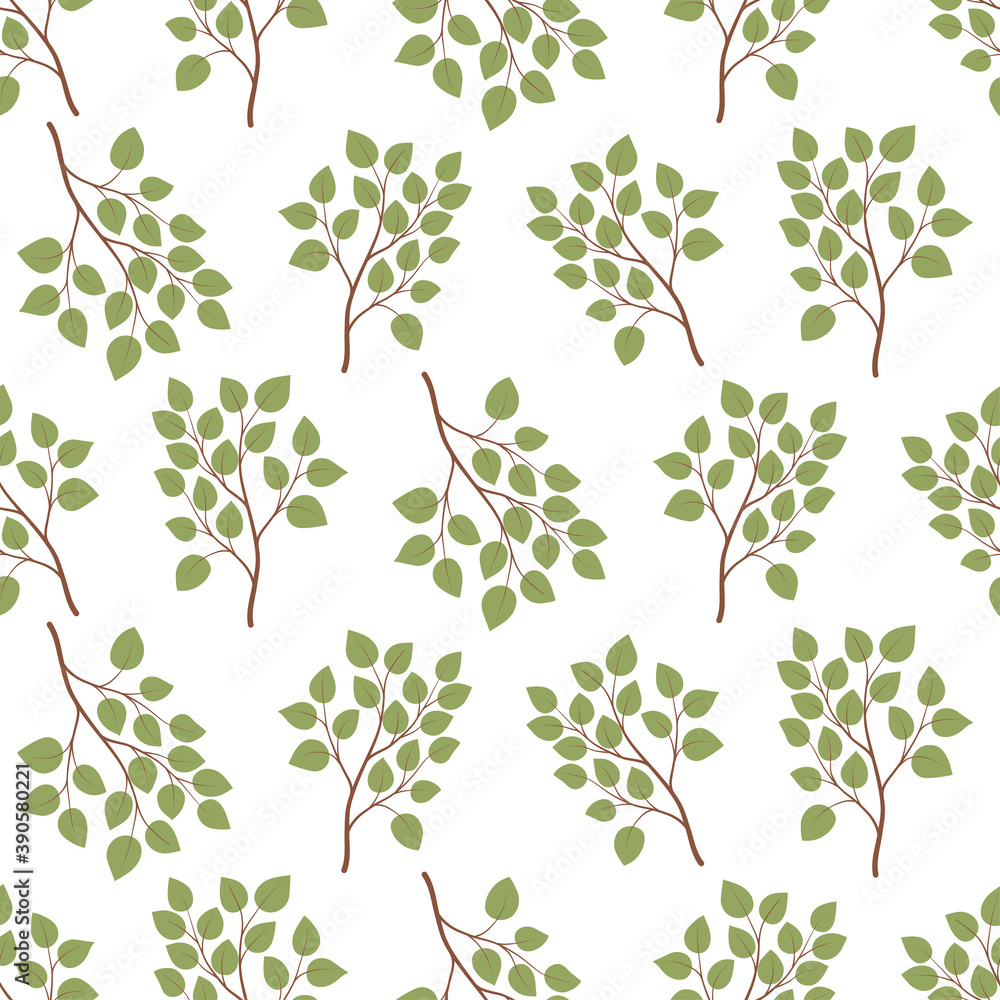 Green leaf branch seamless pattern. Trendy floral design. Repeatable wallpaper. Looped vector texture. Botanical print. Nature, ecology. Repeat leaves. Green leaf branch seamless pattern. Trendy floral design. Repeatable wallpaper. Looped vector texture. Botanical print. Nature, ecology. Repeat leaves.