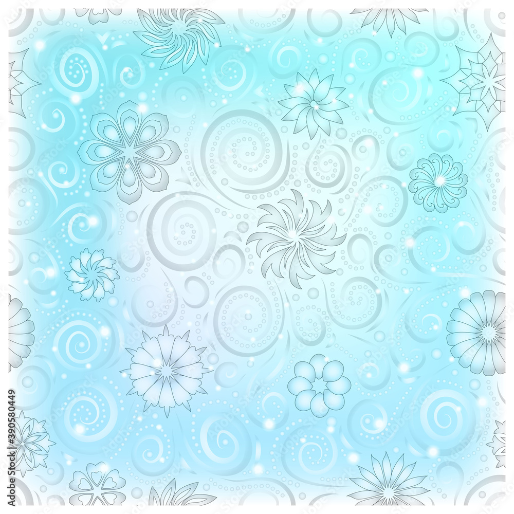 Light blue pattern with floral ornament