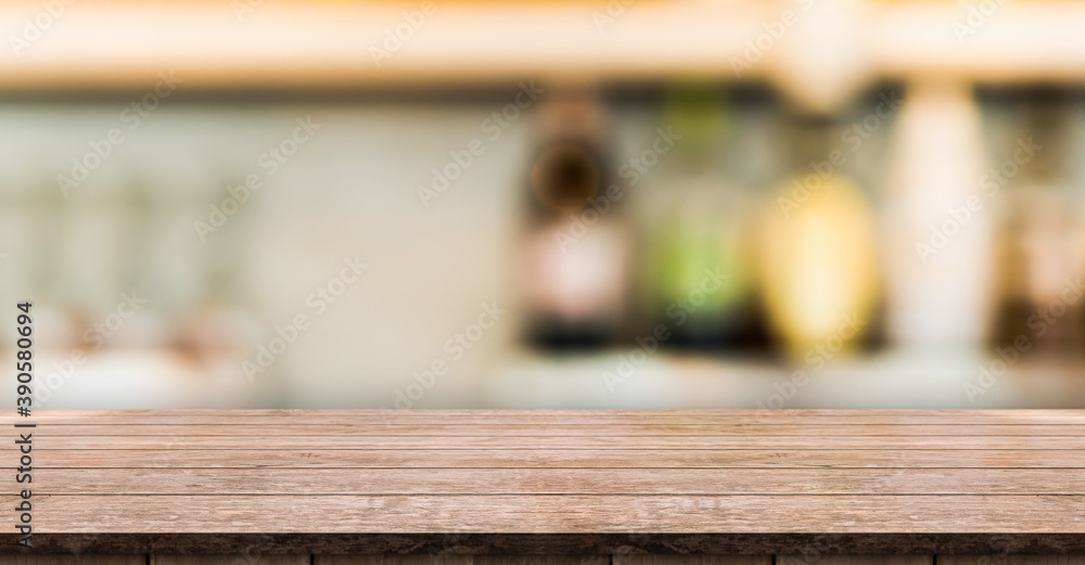 Old wood top table with blur cocktail bar background Old wood top table with blur cocktail bar background
