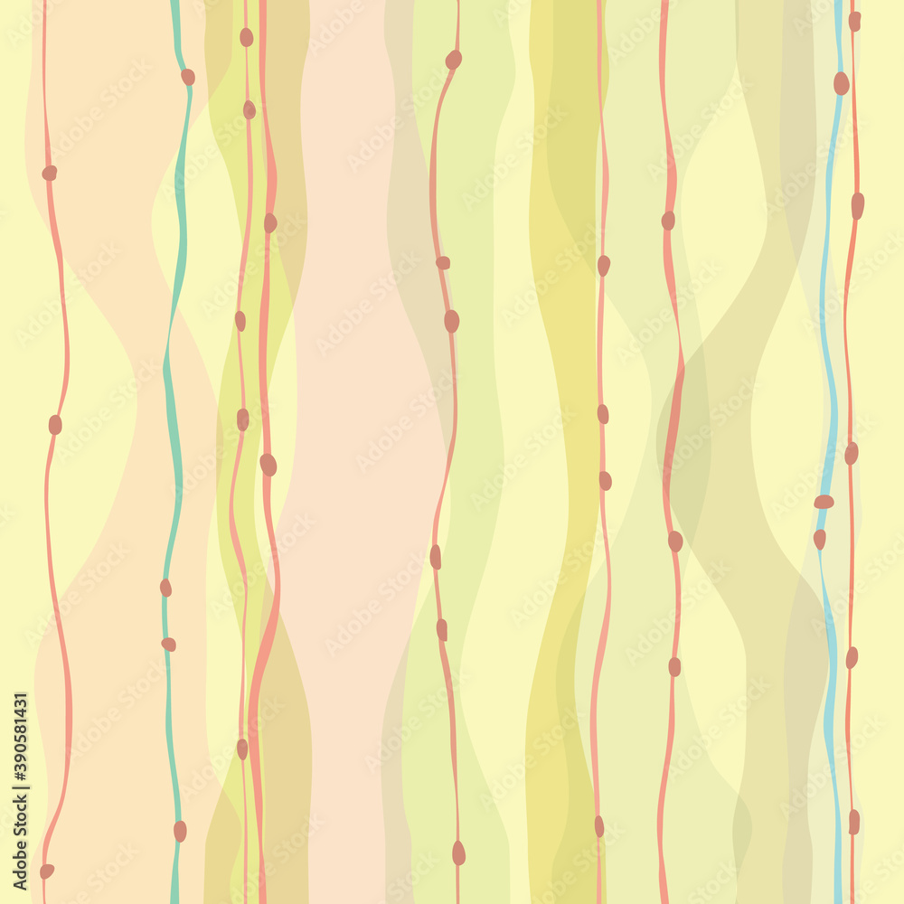 Seamless pattern with color wave curves and red point