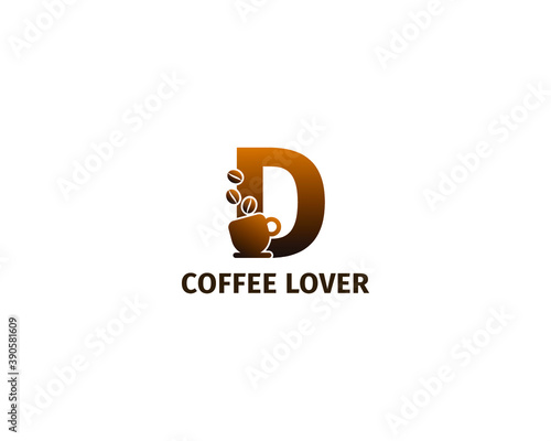letter D coffe and cup logo template
