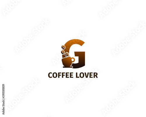 letter G coffe and cup logo template