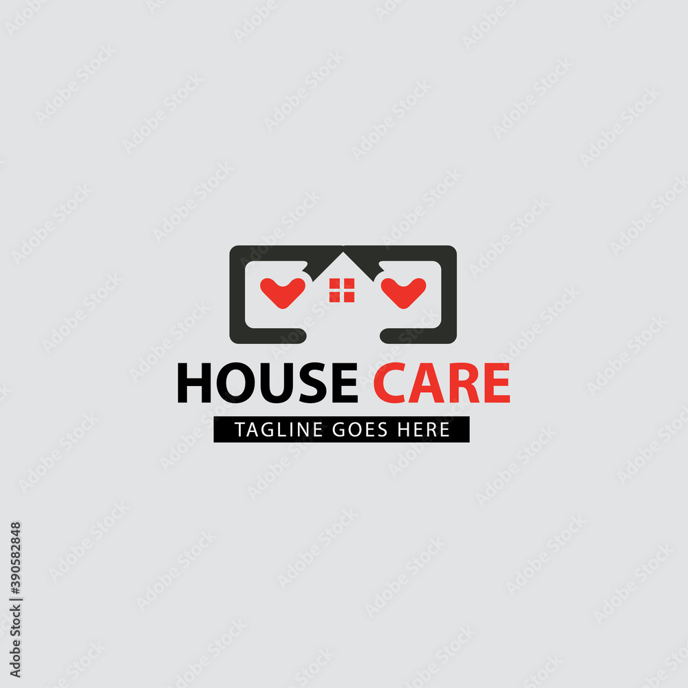 House care logo. Heart shape icon. Vector illustration House care logo. Heart shape icon. Vector illustration
