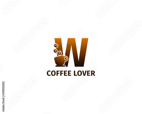 letter W coffe and cup logo template