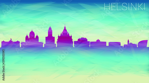 Helsinki Finland . Broken Glass Abstract Geometric Dynamic Textured. Banner Background. Colorful Shape Composition.