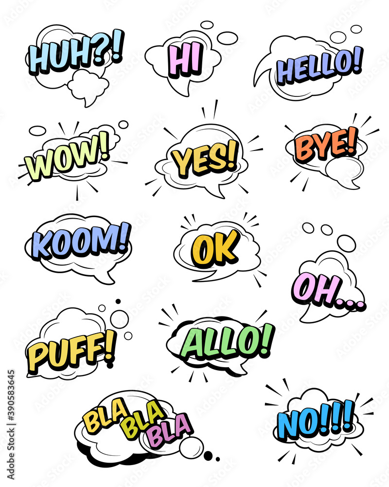 Naklejka premium Set of funny exclamations