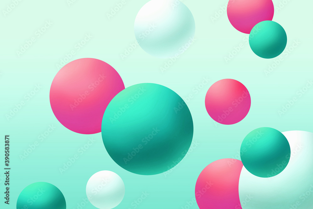 Abstract 3d render of colorful spheres, modern background design