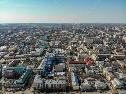 Aerial view of the city of Kirov in spring