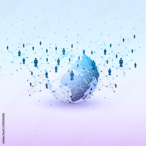 Networks - Colorful Business Connections - Social Media Concept Design with Earth Globe