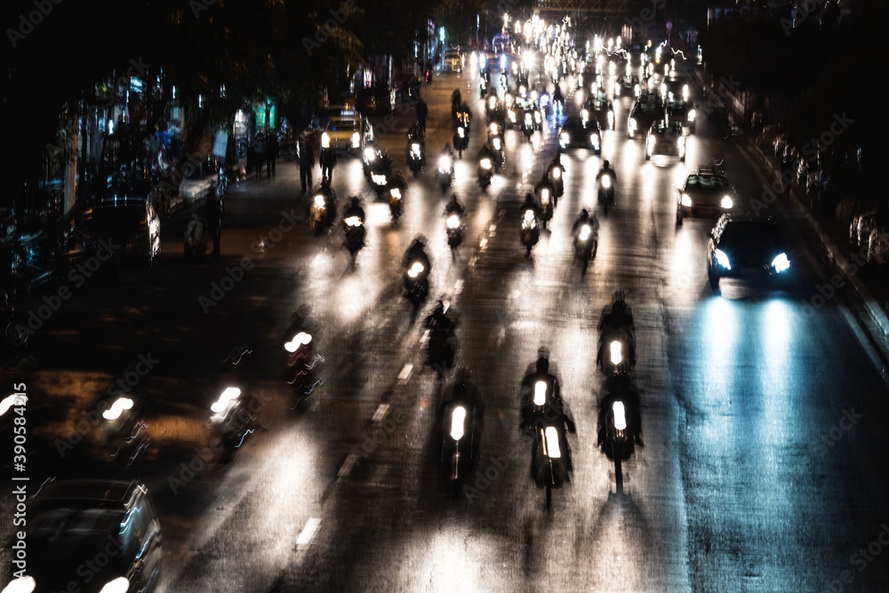 Rush Hour Traffic in Hanoi, Traffic in vietnamese street. Hanoi, Vietnam