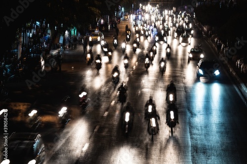 Fototapeta Naklejka Na Ścianę i Meble -  Rush Hour Traffic in Hanoi, Traffic in vietnamese street. Hanoi, Vietnam