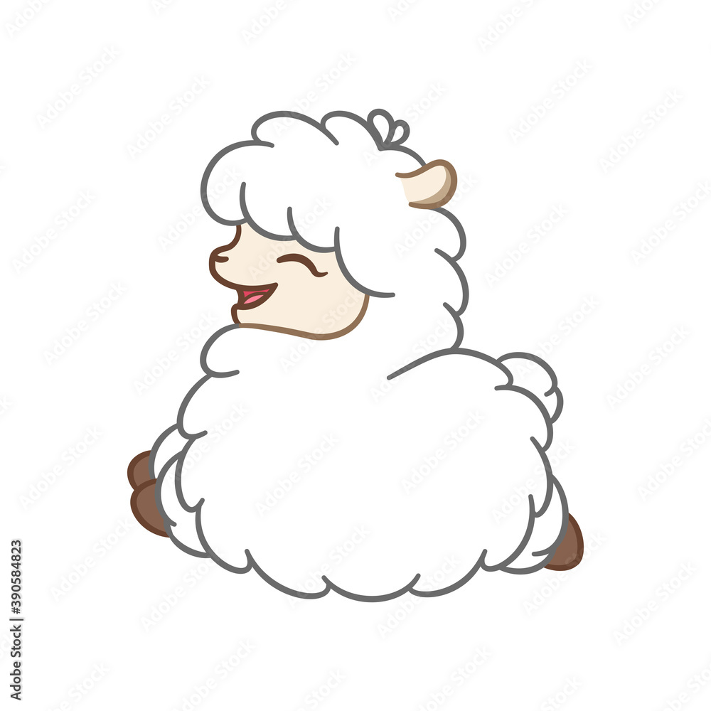 Happy leaping fluffy white alpaca, sheep, llama animal cartoon isolated on white background. Simple flat vector illustration design. Happy leaping fluffy white alpaca, sheep, llama animal cartoon isolated on white background. Simple flat vector illustration design.