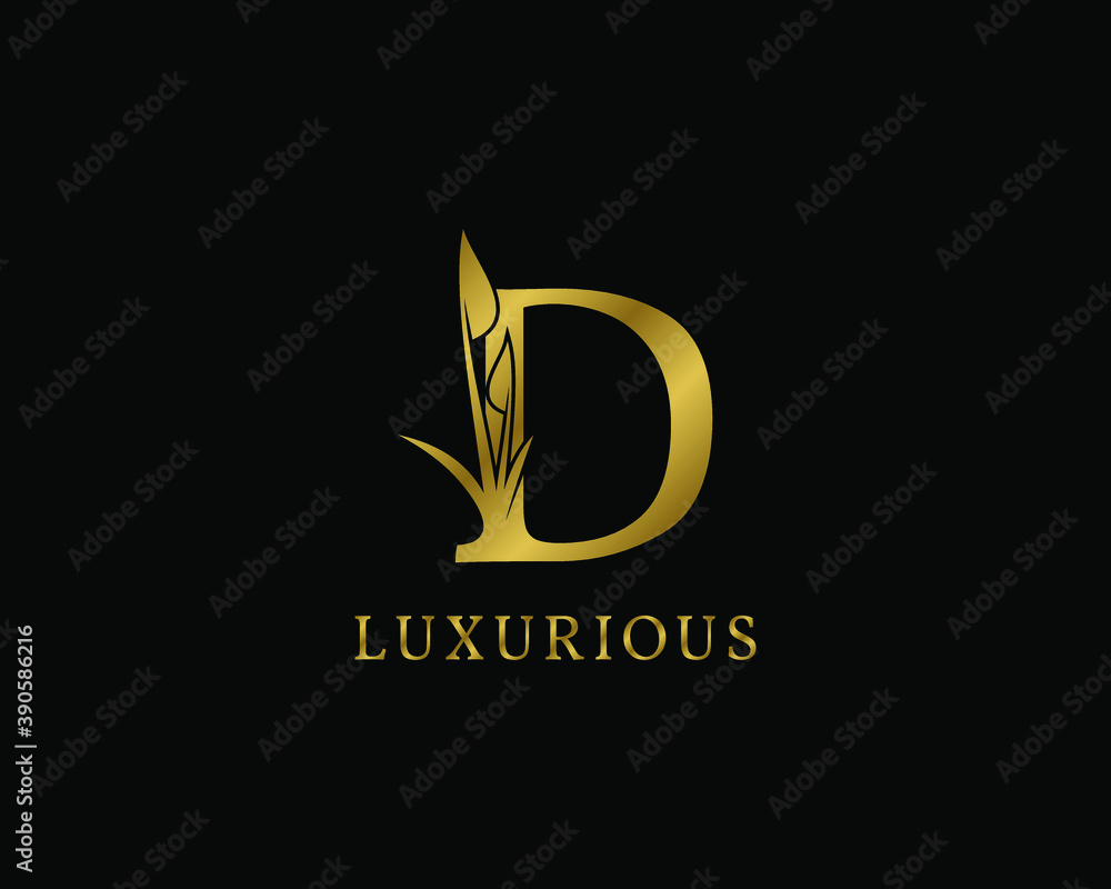 letter D luxury floral vintage logo