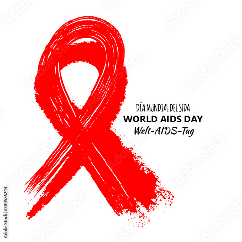 Symbol AIDS stylized red ribbon for World AIDS Day. Perfect for poster or t-shirt. Vector photo