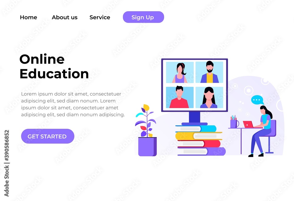 Modern flat design concept Illustration of Online Education Landing page Modern flat design concept Illustration of Online Education Landing page