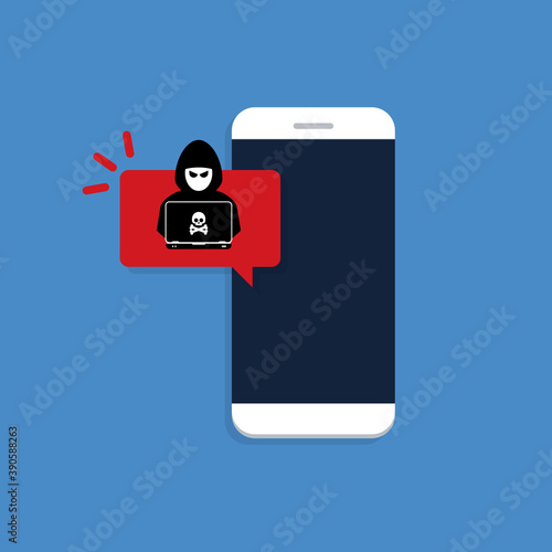 Free Download Malware notification on smartphone. Vector Illustration. - GFXLoad