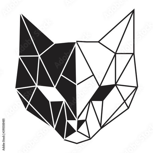 Vector abstract polygonal geometric  cat head.