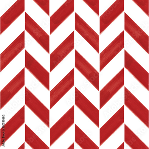 Vector painted red striped chevrons seamless pattern
