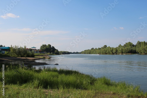 river Bank with a Bay for relaxing by the lake in summer