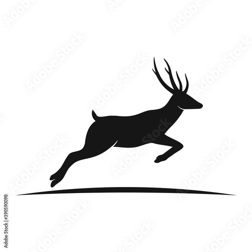 Deer vector illustration. Silhouette deer flat design with editable stroke.