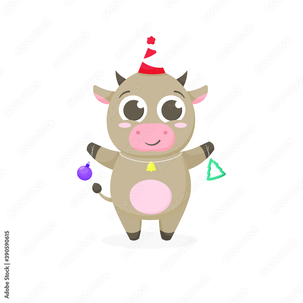 New year illustration symbol of the year of the bull 2021 is designed for wrapping, fabric, textile, print and postcards New year illustration symbol of the year of the bull 2021 is designed for wrapping, fabric, textile, print and postcards