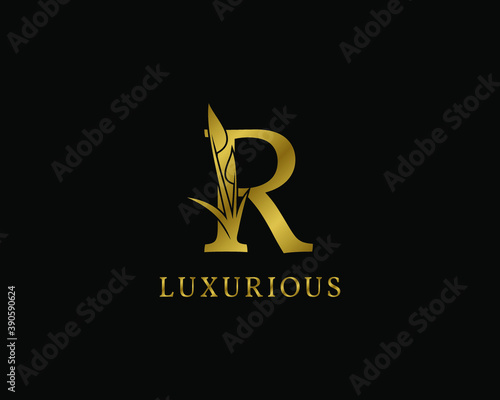 letter R luxury floral vintage logo