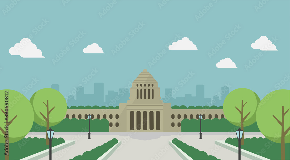 日本の国会議事堂 正面イラスト Stock Vector Adobe Stock