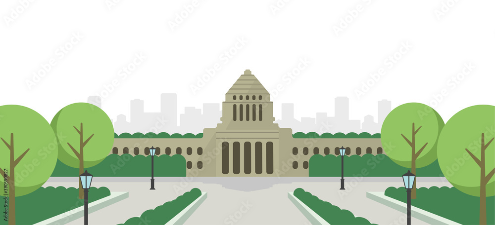 日本の国会議事堂　正面イラスト
