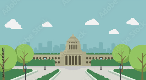日本の国会議事堂　正面イラスト
