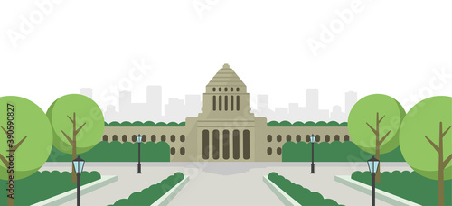 日本の国会議事堂　正面イラスト
