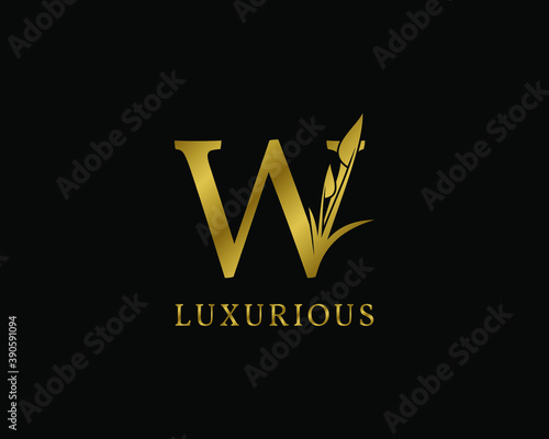 letter W luxury floral vintage logo