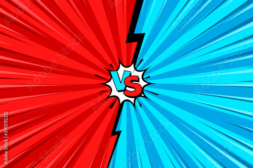 Cartoon comic background. Fight versus. Comics book colorful competition poster with halftone elements. Retro Pop Art style. Vector illustration.