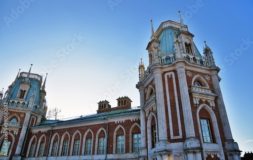 Photography View of the Grand Palace in Tsaritsyno park in Moscow