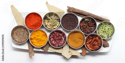 Schilderij op canvas especias y condimentos para una alimentación saludable