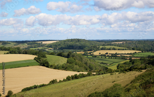 View across countryside landscape of the South Downs, England