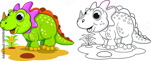 Funny dinosaur coloring book for kids