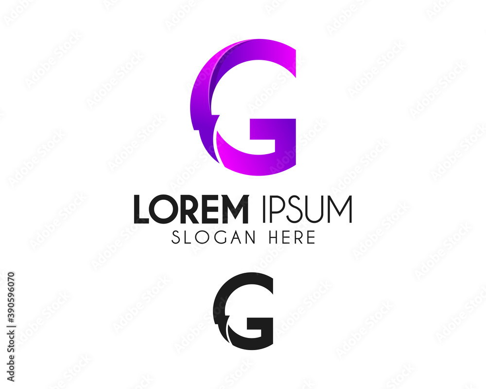 G letter logo design with lightning. Modern logo suitable for your business company or corporate identity G letter logo design with lightning. Modern logo suitable for your business company or corporate identity