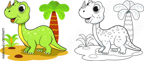 Fototapeta Naklejka Na Ścianę i Meble -  Little dinosaur coloring book for kids