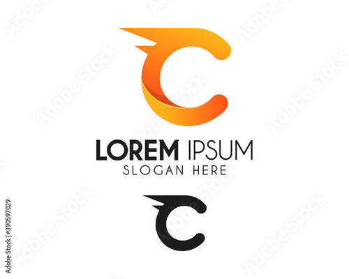 C letter logo design with speed. Modern logo suitable for your business company or corporate identity