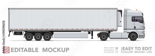 Fotografie, Tablou Editable semi truck mockup
