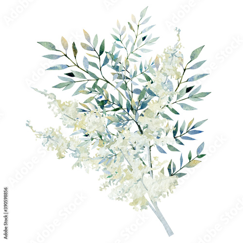 Watercolor winter eucalyptus branches and leaves, pampas grass. Hand painted navy blue wild floral bouquet for wedding invintation, bridal card, greeting card, baby shower card.