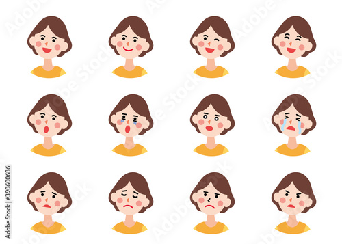 丸アイコン_30代女性　（主線なしフラット）