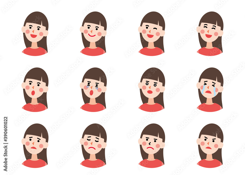 丸アイコン_20代女性 (主線なしフラット) 丸アイコン_20代女性 (主線なしフラット)