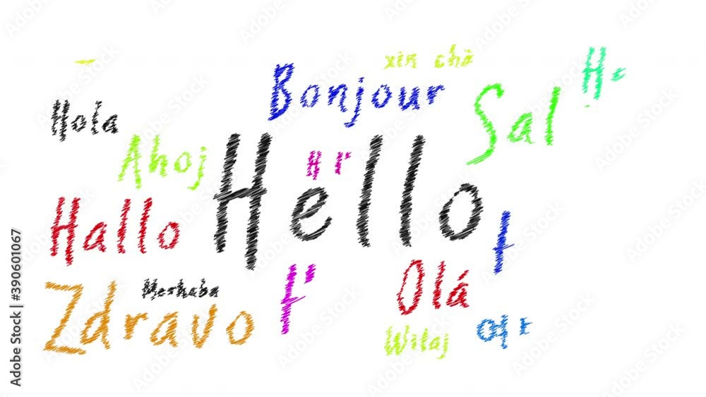 Hello Hand Writing Style in Multi Language Animation Hello Hand Writing Style in Multi Language Animation