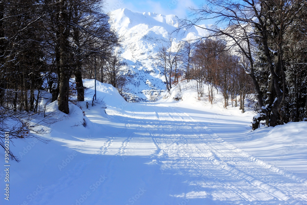 Mountains covered with snow in cold winter. Mountains covered with snow in cold winter.