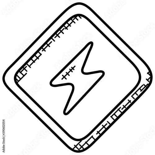 
Battery power sign in a square shape denoting charger plugged in 
